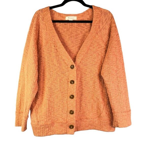 Two By Vince Camuto Orange Women's Extra Large Button Up V-neck Cardigan Sweater - Picture 1 of 10